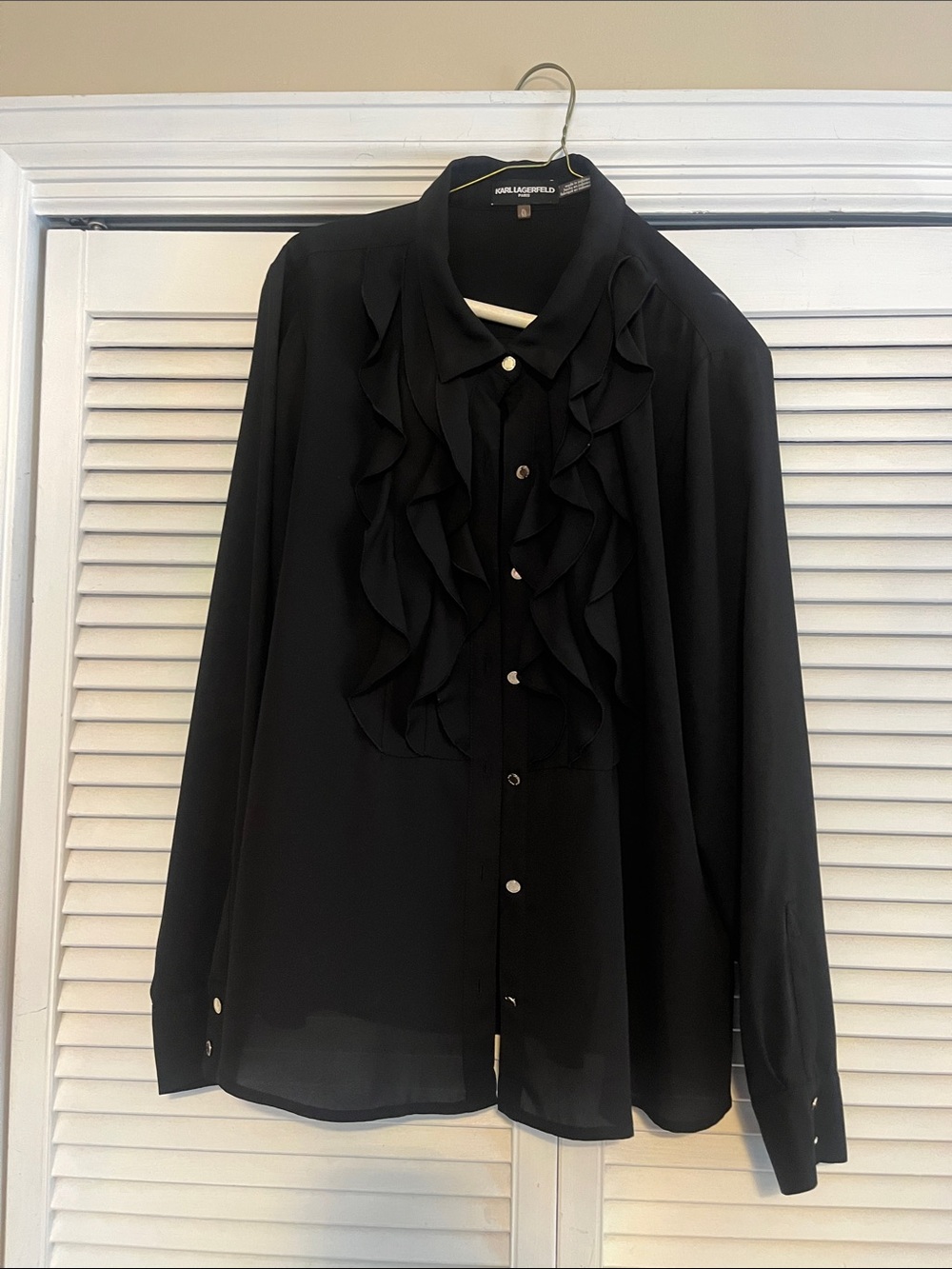 EUC Karl Lagerfeld Ruffle Blouse - Black